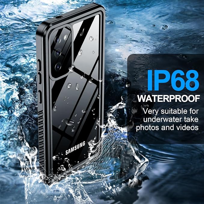 MOZOTER for Samsung Galaxy S20 Plus Case Waterproof,[IPX8 Underwater Case][Full Body Shockproof & Military Dropproof] Clear Sound Quality Built-in Screen Protector for Samsung S20 Plus 6.7 inch-Black