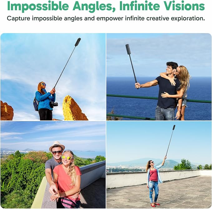 AKASO 47.2"/120cm Invisible Selfie Stick - Aluminum Alloy Invisible Pole for Insta360 X5/4/3, DJI Osmo 360, GoPro Hero 13/12/11, AKASO 360/EK7000/EK7000 Pro, Brave 4/4 Pro, Brave 7/7 LE Action Camera
