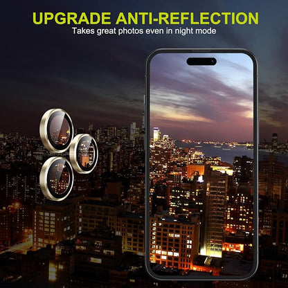 WSKEN for iPhone 14 Pro/iPhone 14 Pro Max Camera Lens Protector,[Night Shooting Mode] HD Tempered Metal Glass Camera Screen Protector Cover Film Accessories, Gold