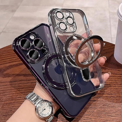 LXK Magnetic Stand for iPhone 14 Pro Max Case Compatible with MagSafe, Military-Grade Protection, with Camera Protector, Clear Scratch-Resistant Back Case for iPhone 14 ProMax 6.7 inch (Purple) | Magnetic Stand, Clear, Scratch-Resistant