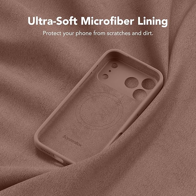 Magnetic for iPhone 17 Pro Case, Compatible with MagSafe, [Full Camera Protection][Screen Protector] Silicone Shockproof Protective Phone Case for iPhone 17 Pro 6.3", Brown