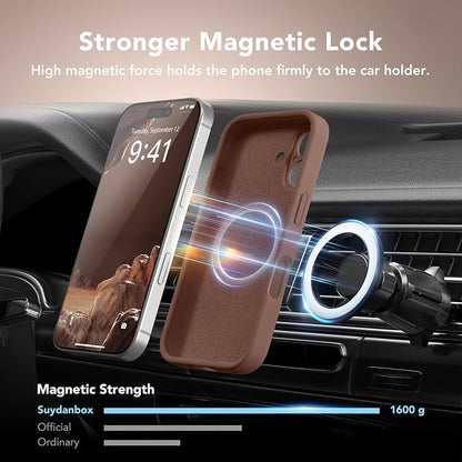 Magnetic for iPhone 16 Plus Case, Compatible with MagSafe, [Full Camera Protection][Screen Protector] Silicone Shockproof Protective Phone Case for iPhone 16 Plus 6.7", Brown