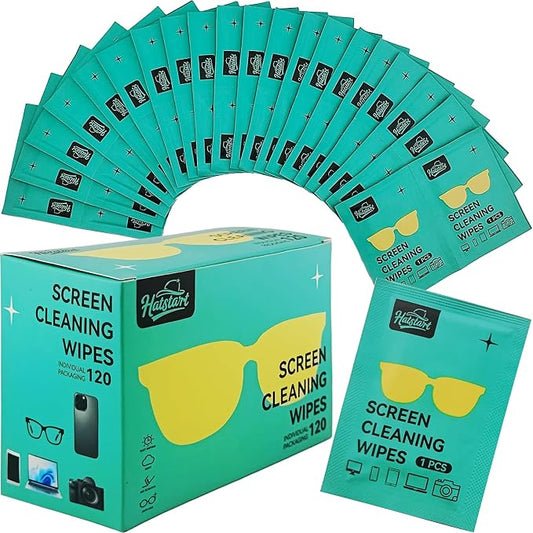 Screen Cleaner Lens Wipes for Electronics, 120 Count Eyeglass Cleaning Wipe for Screens Individually Wrapped, Electronic Wipes for Phone Laptop Computer Tablet Monitor TV