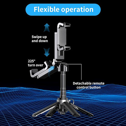 Mini Selfie Stick Tripod Stand for iPhone ，6-Section Adjustable Height Extension (12-42cm)，10 Meter Remote One Click Control ，Suitable for Travel/Live Streaming/Outdoor Multiple Scenes