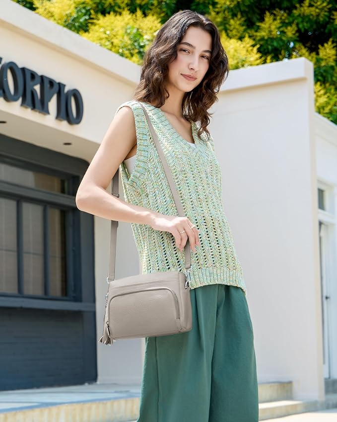 befen Genuine Leather Crossbody Purses for Women Small Crossbody Bags Purse with Built in RFID Blocking Wallet