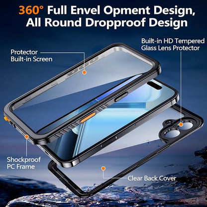 xiwxi for iPhone 16 Plus Case Waterproof,[IP68 Underwater][Built-in Screen Protector ][Compatible with MagSafe][15FT Military Dropproof][Dustproof] Full Body Shockproof Protective Phone Case 6.7"