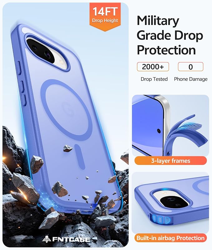 FNTCASE for Google Pixel 10a Case: [Compatible with Magsafe] Translucent Matte Cases with [Screen Protector] Military Grade Shockproof Protective Magnetic Phone Cover for Pixel 10A - Ultramarine