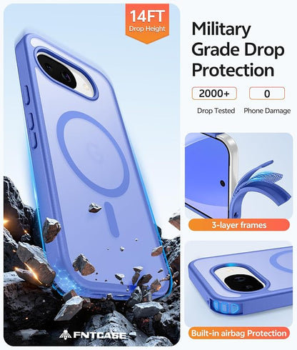 FNTCASE for Google Pixel 10a Case: [Compatible with Magsafe] Translucent Matte Cases with [Screen Protector] Military Grade Shockproof Protective Magnetic Phone Cover for Pixel 10A - Ultramarine