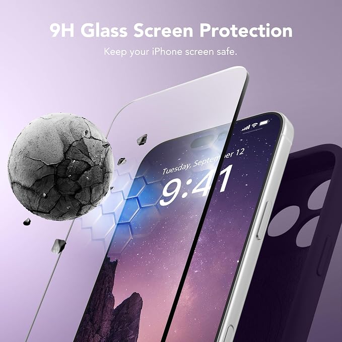 Magnetic for iPhone 17 Pro Max Case, Compatible with MagSafe, [Full Camera Protection][Screen Protector] Silicone Shockproof Protective Phone Case for iPhone 17 Pro Max 6.9", Deep Purple
