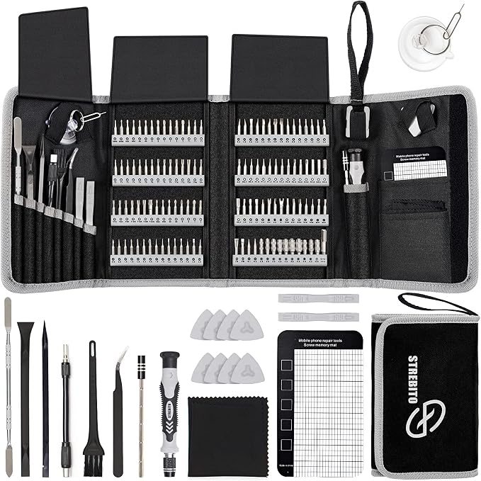 STREBITO Precision Screwdriver Set 142-Piece Computer Tool Kit Magnetic Screwdriver Set Laptop Screwdriver Kit Electronic Repair Kit Tech Toolkit for PC, Phone, Macbook, Nintendo, PS4, Xbox Controller