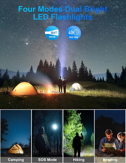 MINRISE Solar Power Bank 40000mAh, Portable Charger PD 20W Fast Charging | Built in 4 Cables and USB-C in/Output,External Battery Pack with Flashlights,for All Cell Phones,for iPad,Camping Essentials