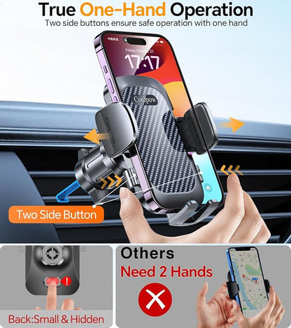 Car Phone Holder Mount【Window + Vent +Dash】Windshield Phone Mount for Car【360°Rotation】Suction Cup Phone Mount for Truck Stand Phone Holder Camera Mount for iPhone Comfortable Natural Video Recording