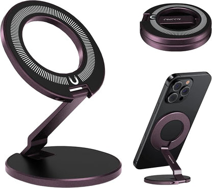 Double Magnetic Ring Phone Holder, Strong Dual-Sided Magnet Mount for iPhone, Android & MagSafe Cases, Iron Surface Compatible
