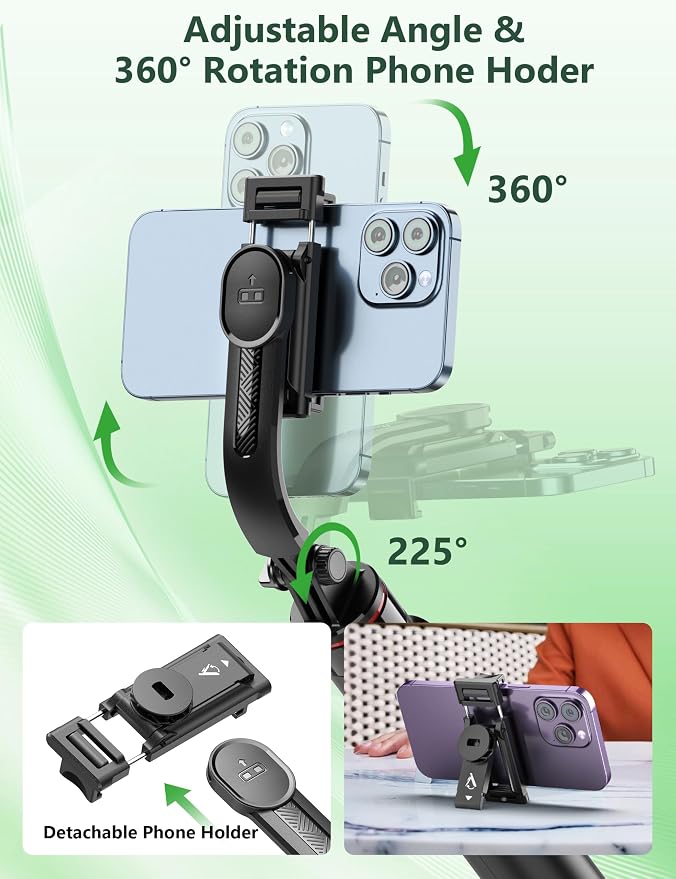 52" Selfie Stick Tripod with Remote, 3 in 1 Portable Selfie Stick & Phone Tripod Stand with Phone Holder, Cell Phone Tripod for Group Selfies/Live Streaming/Video Recording, for iPhone/Android