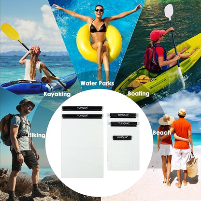 YUMQUA Clear Waterproof Bag, Waterproof Document Pouch Passport Holder Water Tight Map Case Waterproof Pouch Water Proof Small Dry Bags for Kindle Phone Tablet Camera, Kayak Boat PaddleBoard