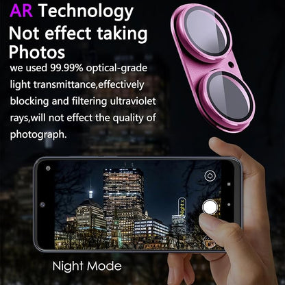 2 Pack Camera Lens Protector for iPhone 16/16 Plus,Metal AR Tempered Glass Rear Camera Screen Cover,Anti-Scratch,Strong Adsorption,Case Friendly, Easy to Install-Rose Red