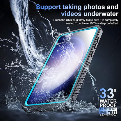 Temdan for Samsung Galaxy S23 Case,Waterproof Built-in Lens & Screen Protector[Full Body Shockproof][12 FT Military Drop Proof][Dustproof][IP68 Underwater] Case for Galaxy S23 5G Blue