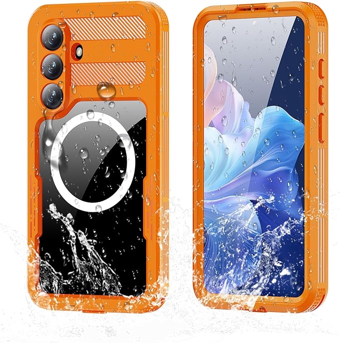 Guppy for Galaxy S26 Plus Magnetic Waterproof Case, Built-in Screen Protector [IP68 Waterproof][14FT Military Drop Proof] 360° Full Body Protection Dustproof Shockproof Heavy Duty Rugged Case, Orange