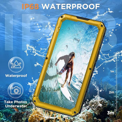 Beasyjoy for iPhone 16e Case/iPhone 17e Case Waterproof, Metal Heavy Duty Full Body Protective Case with Built-in Screen Protector, Military Grade Shockproof Cover for iPhone 16e/17e 6.1", Yellow