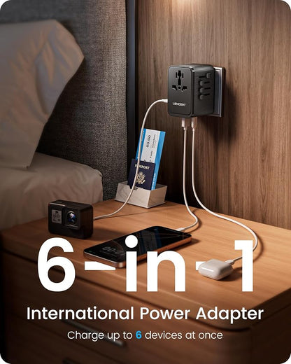 LENCENT 28W Universal Travel Adapter Kit(3 USB C 2 USB A), Type D/G/C/I/A | Worldwide Charger, International Power Adaptor for Europe UK Maldives Sri Lanka India Nepal Ghana Zimbabwe Tanzania Nigeria