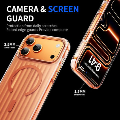 Strong Magnetic for iPhone 17 Pro Max case,1XLens Protector[10Ft Military-Grade Protection] Compatible with fit MagSafe Shockproof Slim Thin Cover case for iPhone 17 Pro Max 6.9 inch,Orange Metal