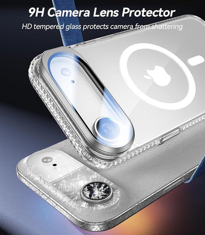 [Upgraded Full Camera Protection] for iPhone Air Case with Camera Cover Stand [Fit for MagSafe][10FT Mil-Grade Protection] Transparent Magnetic Phone Cover for iPhone 17 Air Case, Clear