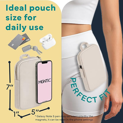 Running Phone Holder – Max Comfort Lightweight Magnetic Pouch for Running & Fitness, Strap-Free Hands-Free Carrier for Waist, Thigh or Chest – Splash Resistant, Breathable – Fits All Phones– Off-white