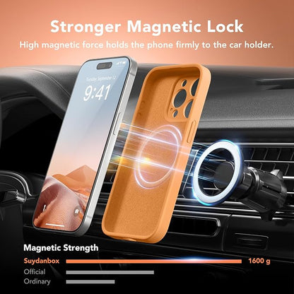 Magnetic for iPhone 15 Pro Case, Compatible with MagSafe, [Full Camera Protection][Screen Protector] Silicone Shockproof Protective Phone Case for iPhone 15 Pro 6.1", Cantaloupe
