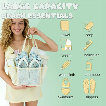 Attmu Mesh Shower Caddy Portable, Quick Dry Hanging Shower Tote Bag for College Dorm Room Essentials, Large Capacity Caddy Dorm for Bathroom Gym Swimming