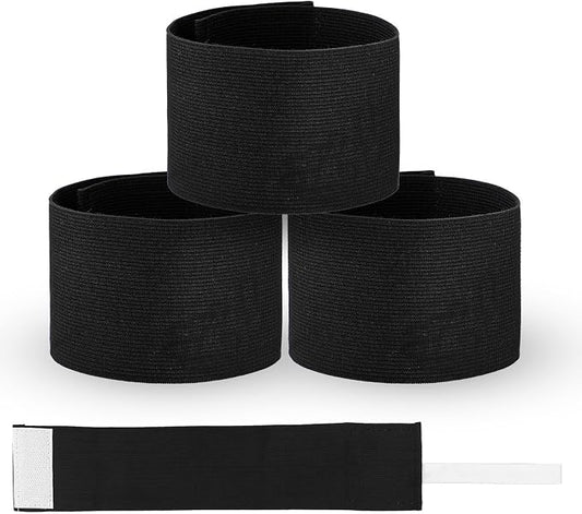 7x33 CM/2.75x13 Inch 3 PCS Captain Armbands, Black Elastic Arm Band Adjustable Leader Armband Team Sport Armband Soccer Armband Memorial Armband Funeral Mourning Band for Volleyball Basketball Team