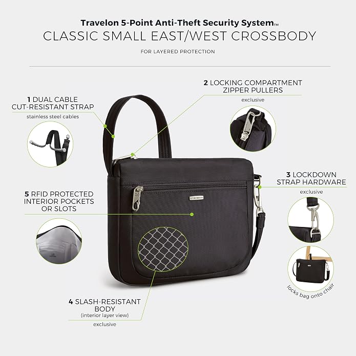 Travelon Anti-Theft Classic Small East/West Crossbody