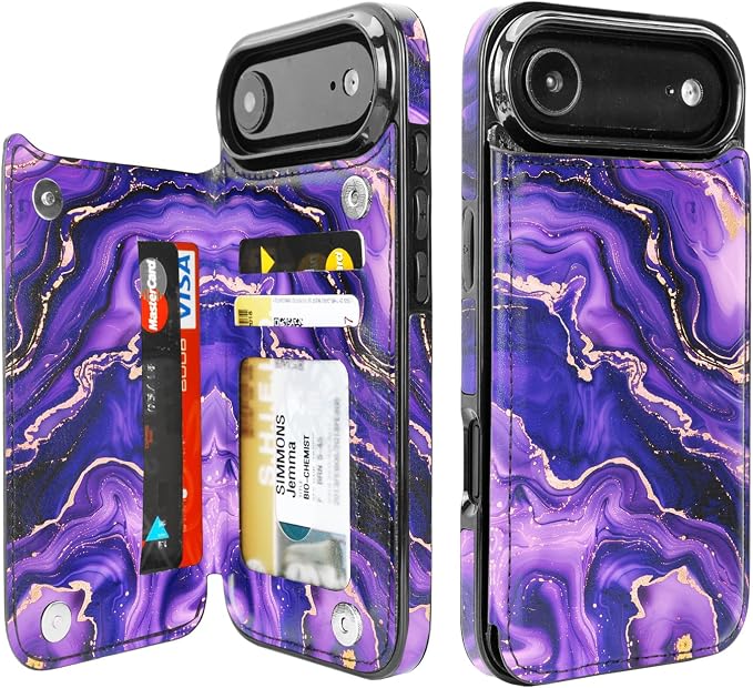 uCOLOR for iPhone 17 Air Wallet Case with Card Holder PU Leather RFID Blocking Design iPhone Air flip case for Women Men Magnetic Clasp Kickstand Design 6.5 inch (Amethyst Dreams)