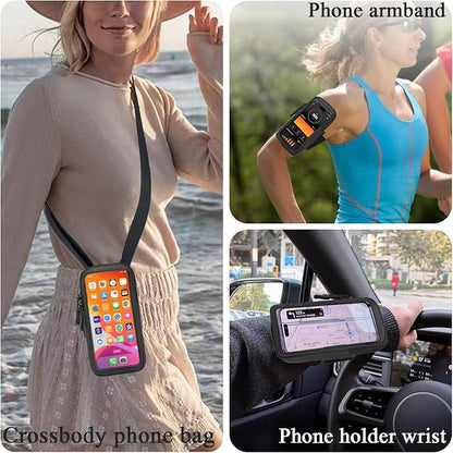 Phone Holder for Running, Walking, and Workout - Adjustable Arm Band Armband for iPhone and Cell Phones - Clear Crossbody Phone Pouch Purse with Strap for Women Men