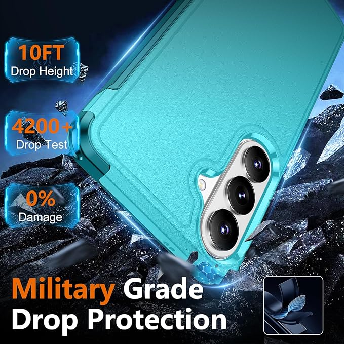 SPIDERCASE Designed for Samsung Galaxy S26 Plus Case, [10 FT Military Grade Drop Protection], 2 Pack [Tempered Glass Screen Protector+Camera Lens Protector] Heavy Duty Shockproof Case, Light Blue