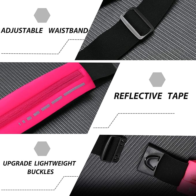 Slim Waterproof Fanny Pack Belt Bag for Women & Men – Bounce-Free Adjustable Running Belt, Lightweight Phone Holder Waist Pouch for Jogging, Workout, Travel, Money Belt