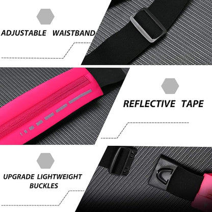Slim Waterproof Fanny Pack Belt Bag for Women & Men – Bounce-Free Adjustable Running Belt, Lightweight Phone Holder Waist Pouch for Jogging, Workout, Travel, Money Belt