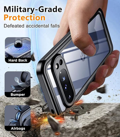 Temdan for Google Pixel 10 Pro XL Case Waterproof,Built-in Lens & Screen Protector[Full Body Shockproof][Military Dropproof][Dustproof][IP68 Underwater] for Pixel 10 Pro XL 6.8”-Green/Clear