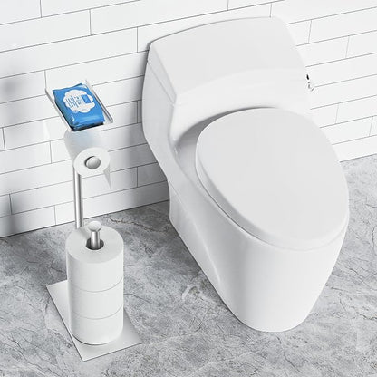 CISILY Silver Stainless Steel Toilet Paper Holder Stand with Phone Shelf, Bathroom Toliet Decor Decoration. Tissue Paper Roll Holder Free Standing Storage, Rv Accessories