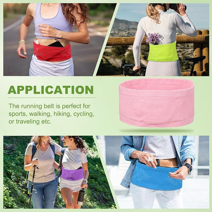 Slim Running Belt, Running Fanny Pack Phone Holder for Women Men Waist Bag Moisture Wicking Storage Belts Bag- Fitting for (Storage Phone-Travel- Sports- Hiking) Pink & S