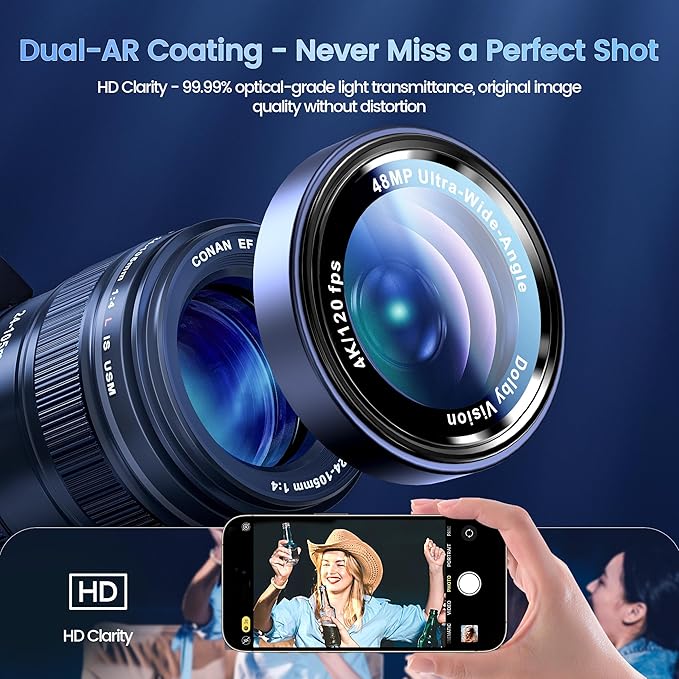 CACOE Camera Lens Protector for iPhone 17ProMax/17Pro/16ProMax/16Pro/15ProMax/15Pro/14ProMax/14Pro, [Anti-Scratch] [Drop-Proof][Strong-Adhesion] Camera Screen Cover(Dark Blue)