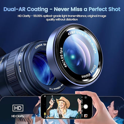 CACOE Camera Lens Protector for iPhone 17ProMax/17Pro/16ProMax/16Pro/15ProMax/15Pro/14ProMax/14Pro, [Anti-Scratch] [Drop-Proof][Strong-Adhesion] Camera Screen Cover(Dark Blue)
