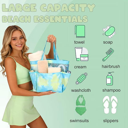 Attmu Mesh Shower Caddy Portable, Quick Dry Hanging Shower Tote Bag for College Dorm Room Essentials, Large Capacity Caddy Dorm for Bathroom Gym Swimming