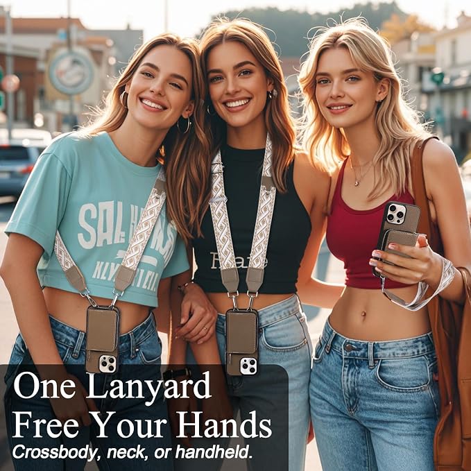 XANGNIER Wallet Case for iPhone 16 Pro, RFID Blocking PU Leather Crossbody Phone Purse with Card Holder, Zipper Pocket, Wrist Strap & Adjustable Lanyard for Women 6.3" 5G, Brown