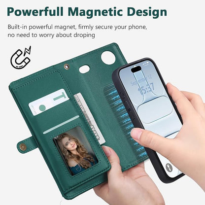 Wallet Case for iPhone Air with Card Holder/Crossbody Wallet/Strap,[RFID Blocking][Magnetic] PU Leather Phone Case for iPhone Air,6.5 in,Green