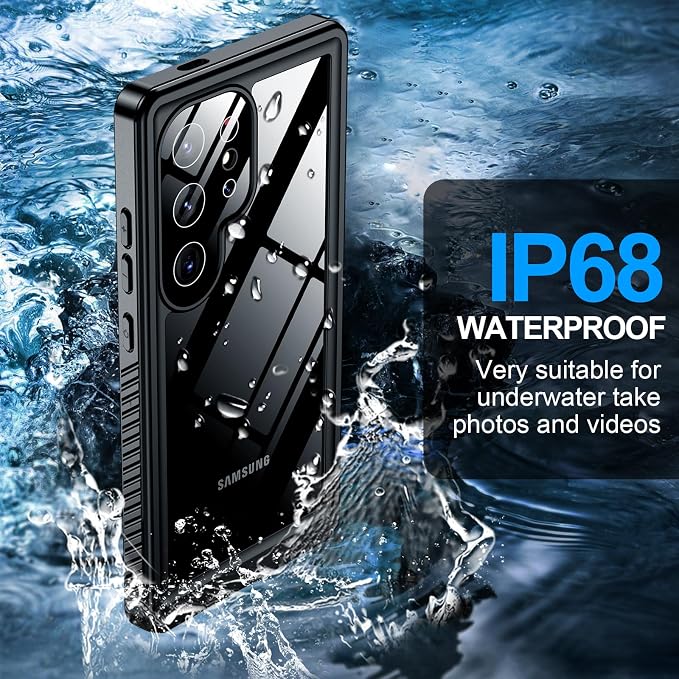 MOZOTER for Samsung Galaxy S24 Ultra Case Waterproof,[IPX8 Underwater Case][Full Body Shockproof & Military Dropproof]Clear Sound Quality Built-in Screen Protector for Samsung S24 Ultra 6.8 inch-Black