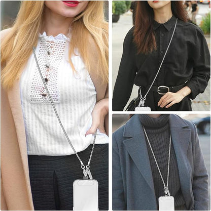 MOUTAKEY Metal Cell Phone chain Crossbody Phone lanyard with 2 Tether Tabs Detachable iPhone Chain Crossbody Strap,Non-rusting,Solid,iPhone Lanyard for Women Girls Travel Shopping Party Camping