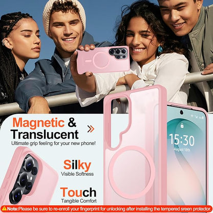 MOZOTER for Samsung Galaxy S26 Ultra Case with Magnetic,[Compatible with MagSafe][12Ft Military Dropproof][2*Screen Protector] Translucent Anti-Slip Back Slim Shockproof Case for S26 Ultra-Pink | [12Ft Military Dropproof][2*Screen Protector]Translucent...