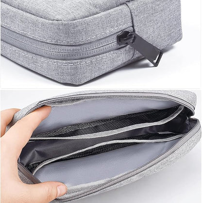 CAAORDKSO 2PCS Electronics Organizer Travel Case, Electronic Accessories Bag, Waterproof Accessories Storage Pouch for Power Bank, Cable, Cord, Charger, Mouse, Various Accessories (Small+Big-Gray)