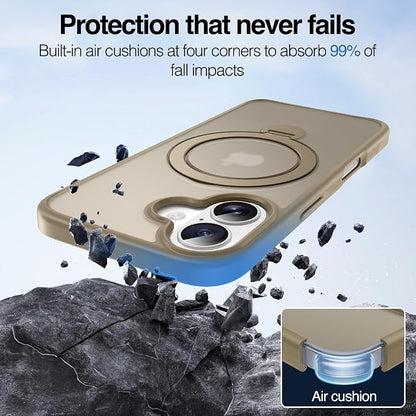 Anqrp 360° All-in-ONE Stand Case for iPhone 16 Case with Rotatable Magnetic Kickstand Ring Holder, Compatible with MagSafe, MIL-Grade Shockproof iPhone 16 Phone Case Cover 6.1 inch, Titanium Gold