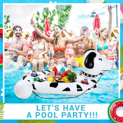 FillTouch Floating Drink Holder for Pool, Floating Cabana Bar, Hot Tub Drink Holder for Adults, Inflatable Pool Accessories(Dog)